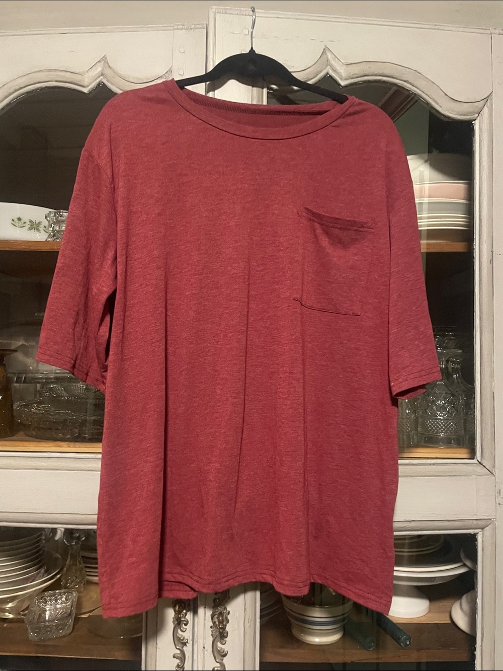Women's Long Sleeve Pocket Tee - Red
